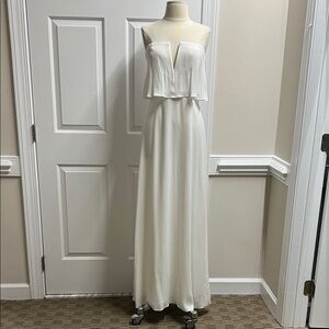 BCBGMaxAzria Alyse Strapless ivory off white evening Gown dress size 6 #3196